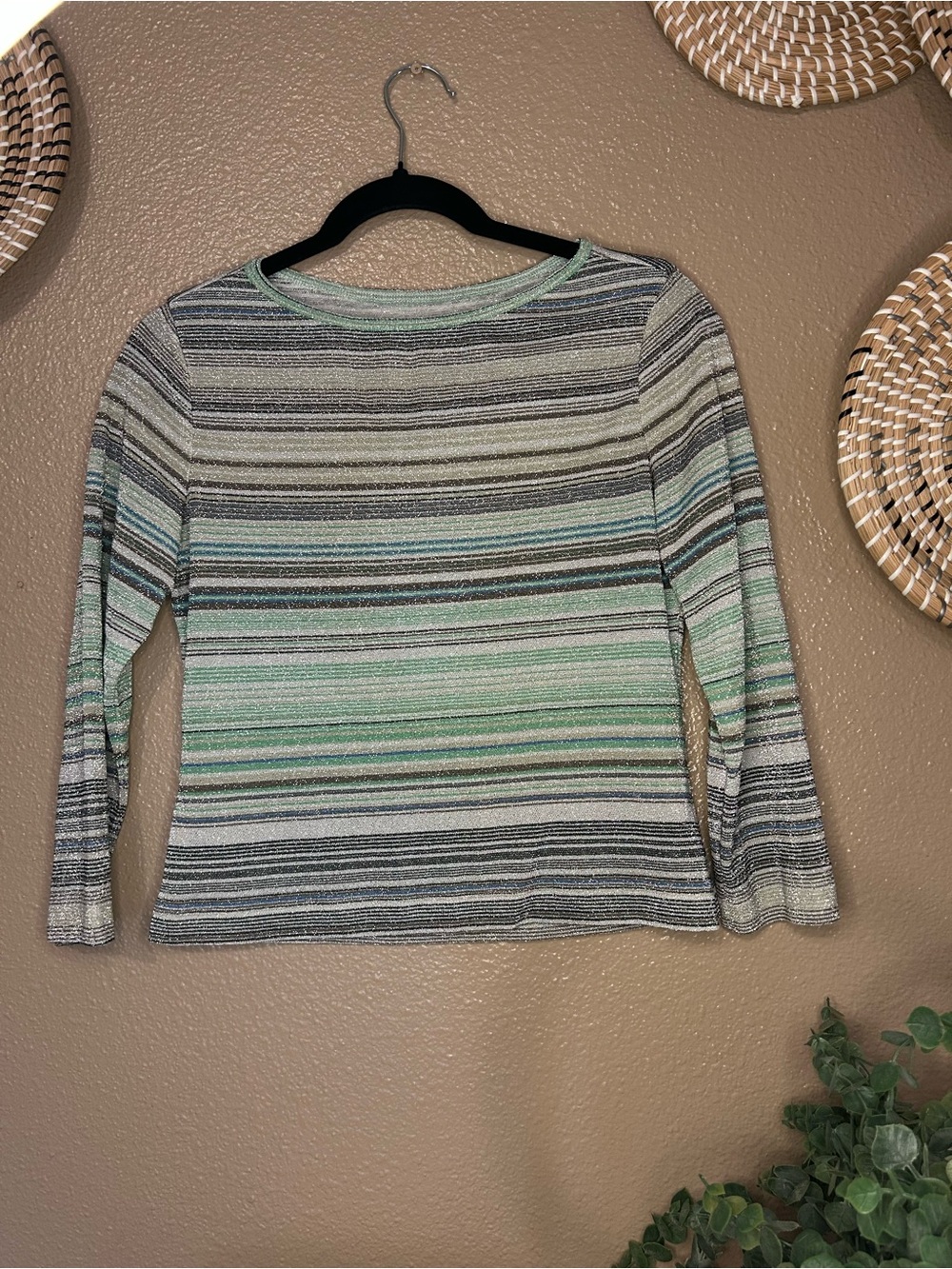Vintage Striped Knit Long-Sleeve Top